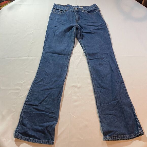 Levi's 518 Superlow Bootcut Jeans Womens Juniors Size 7 Blue Denim Dark Wash - Picture 1 of 4